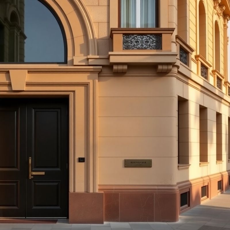 Intrarea elegantă a sediului Dumitru & Stan din București